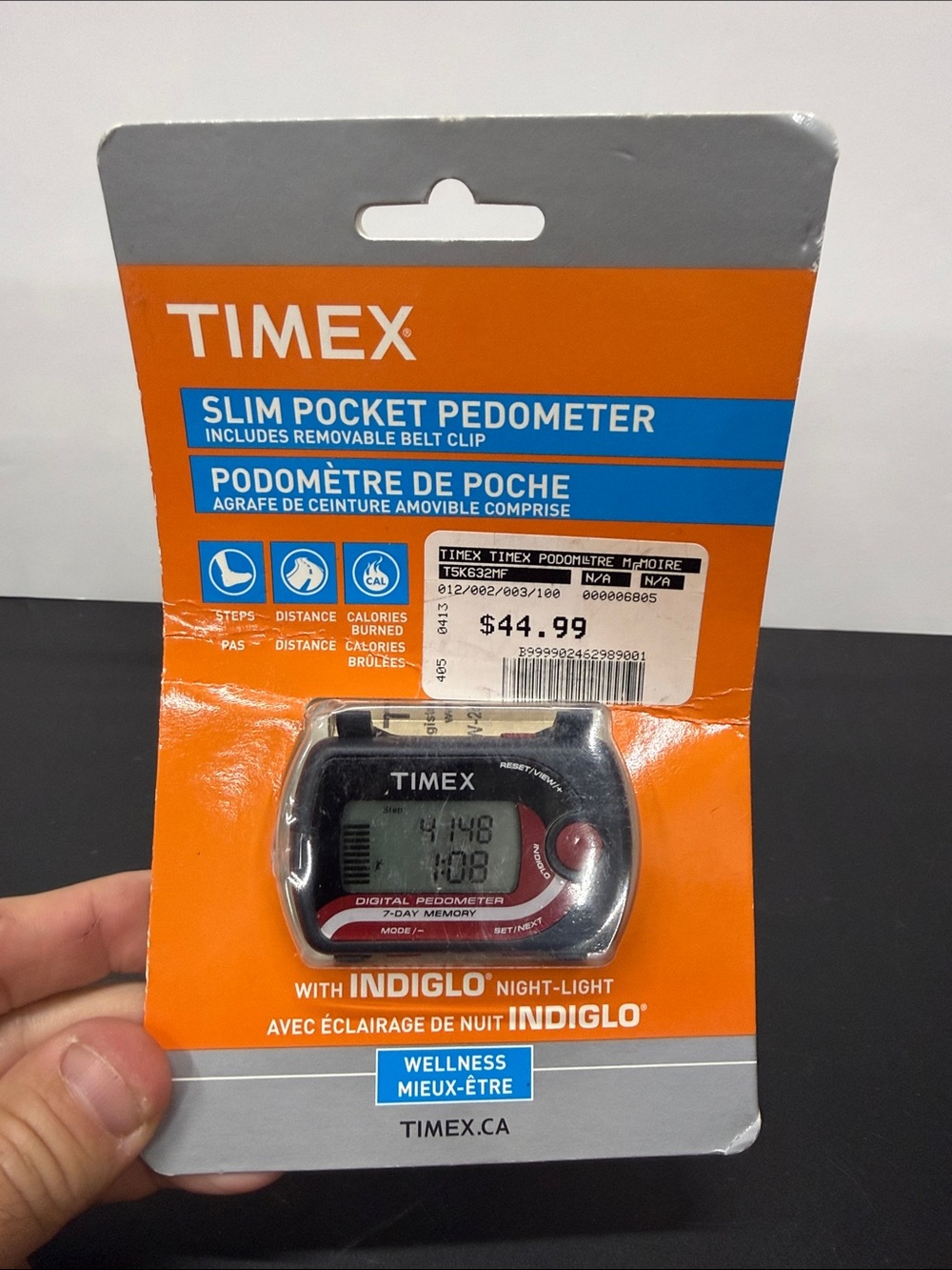 2012 Timex Slim Pocket Pedometer in Black and Red